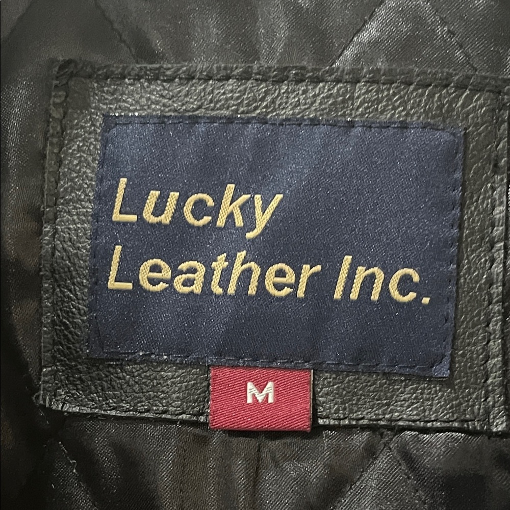 Mans Black Leather Jacket Medium - image 2